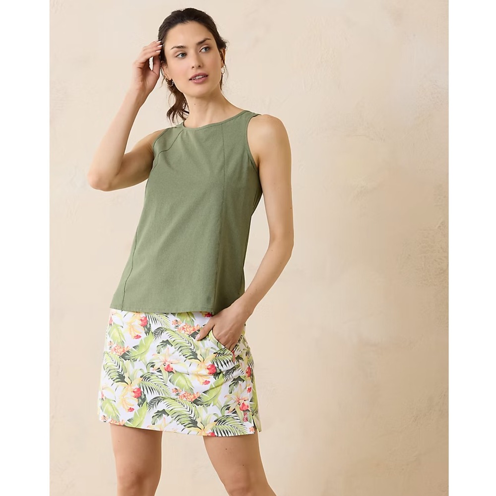 Tommy Bahama Island Zone Coast Sleeveless Top Womens Medium Green Dark Fern